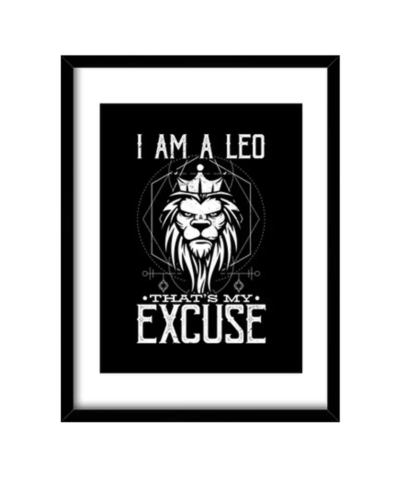 Quadro con cornice verticale sono un leone e questo è un oroscopo sc
