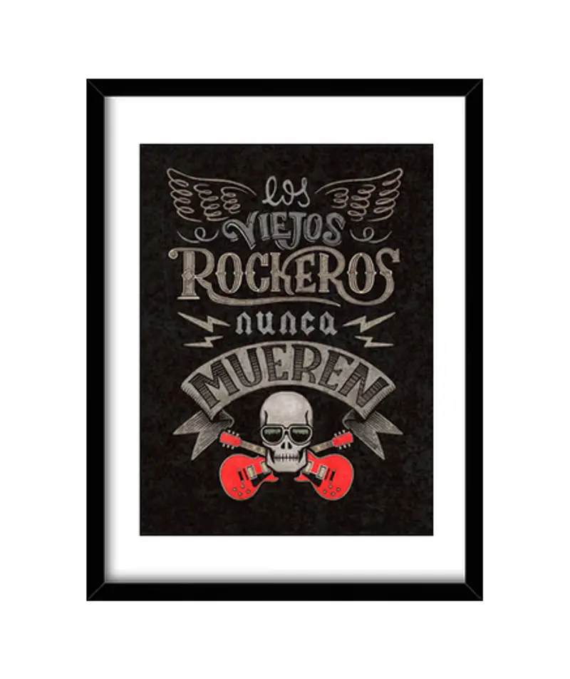 Quadro con cornice verticale stampare vecchi rockers