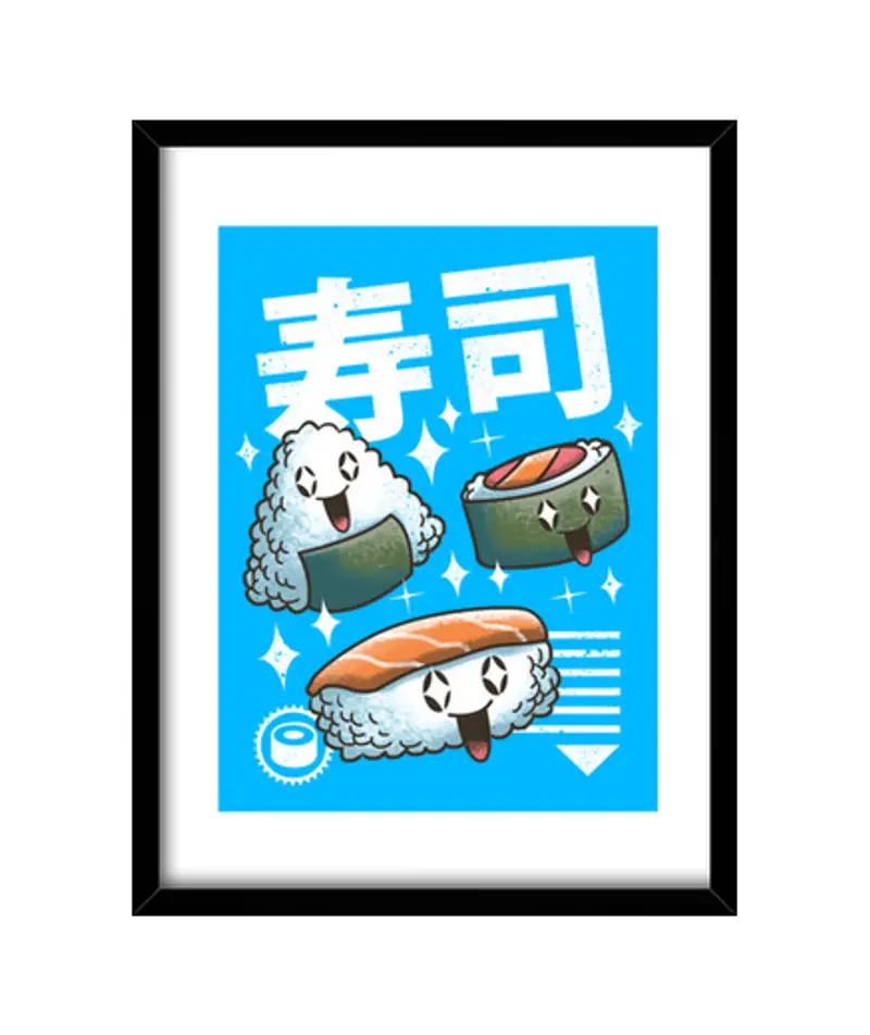 Quadro con cornice verticale sushi kawaii