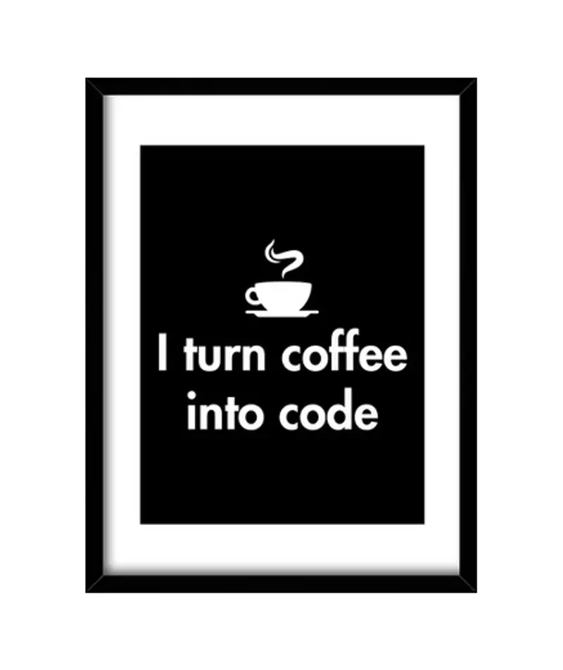 Quadro con cornice verticale trasformo il caffè in codice