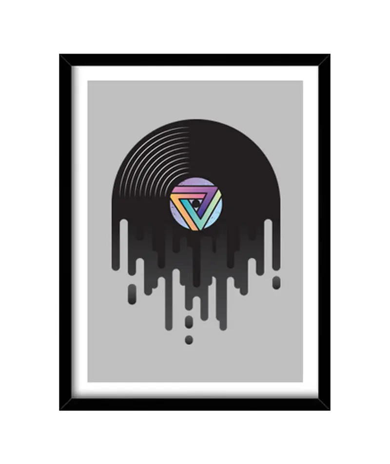 Quadro con cornice verticale vinile gocciolante