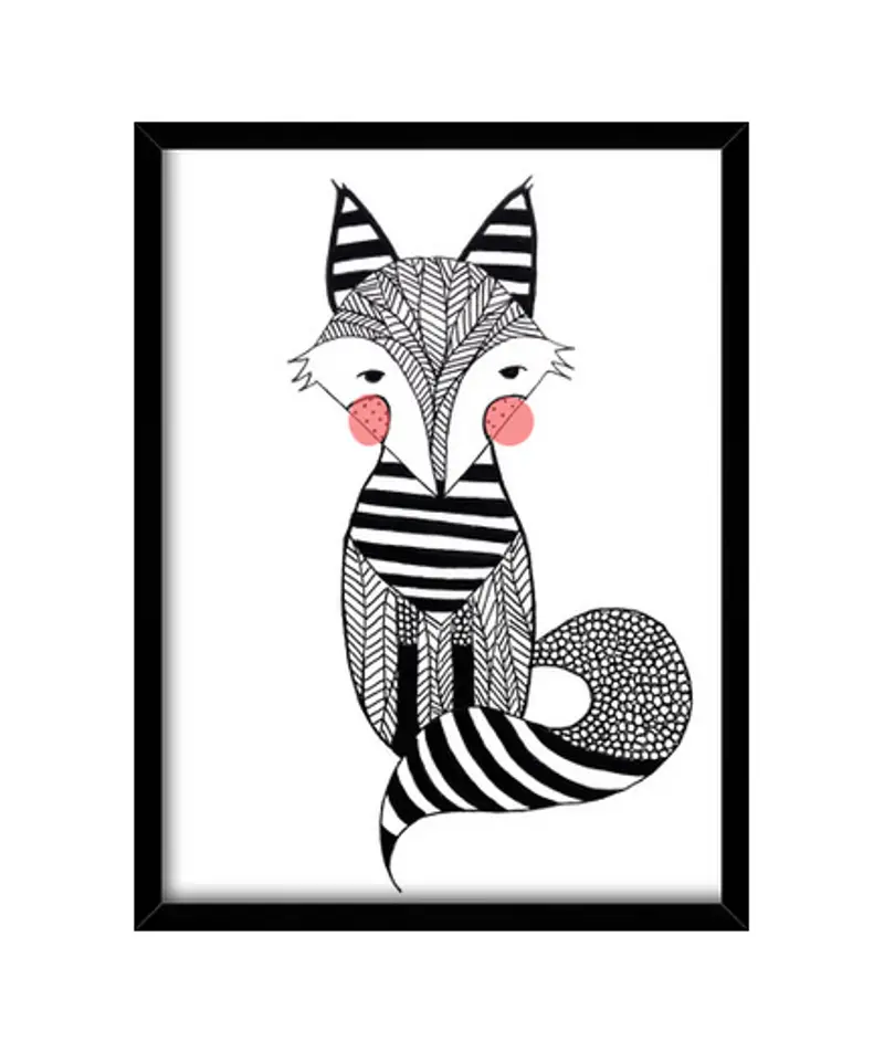 Quadro con cornice verticale volpe rossa
