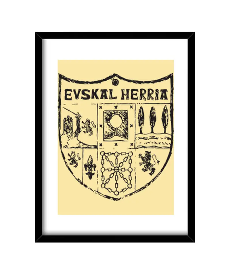 Quadro con cornice verticale zazpiak bat euskal herria nero