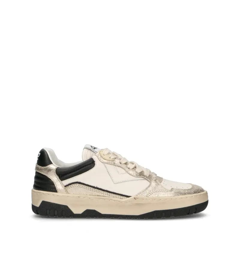 Sneaker donna bianca/nera in pelle Vario