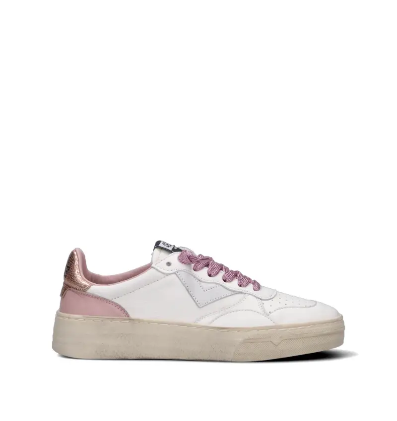 Sneaker donna bianca/rosa in pelle Vario