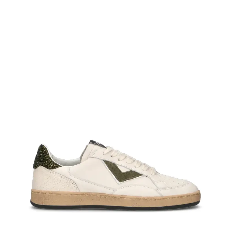 Sneaker donna bianca/verde in pelle Vario