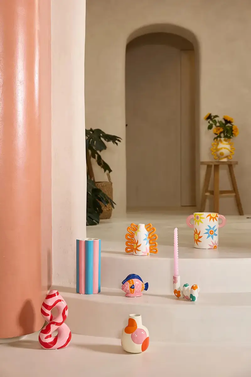 vaso decorativo Fernanda 14, 5 x 9 x 25, 5 cm Rosa miniatura 3