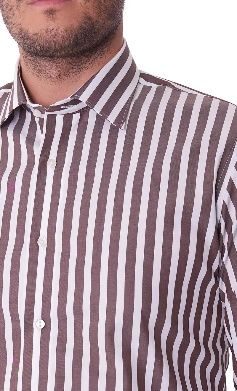 Camicia queensway a righe larghe modern fit, colore moro miniatura 2