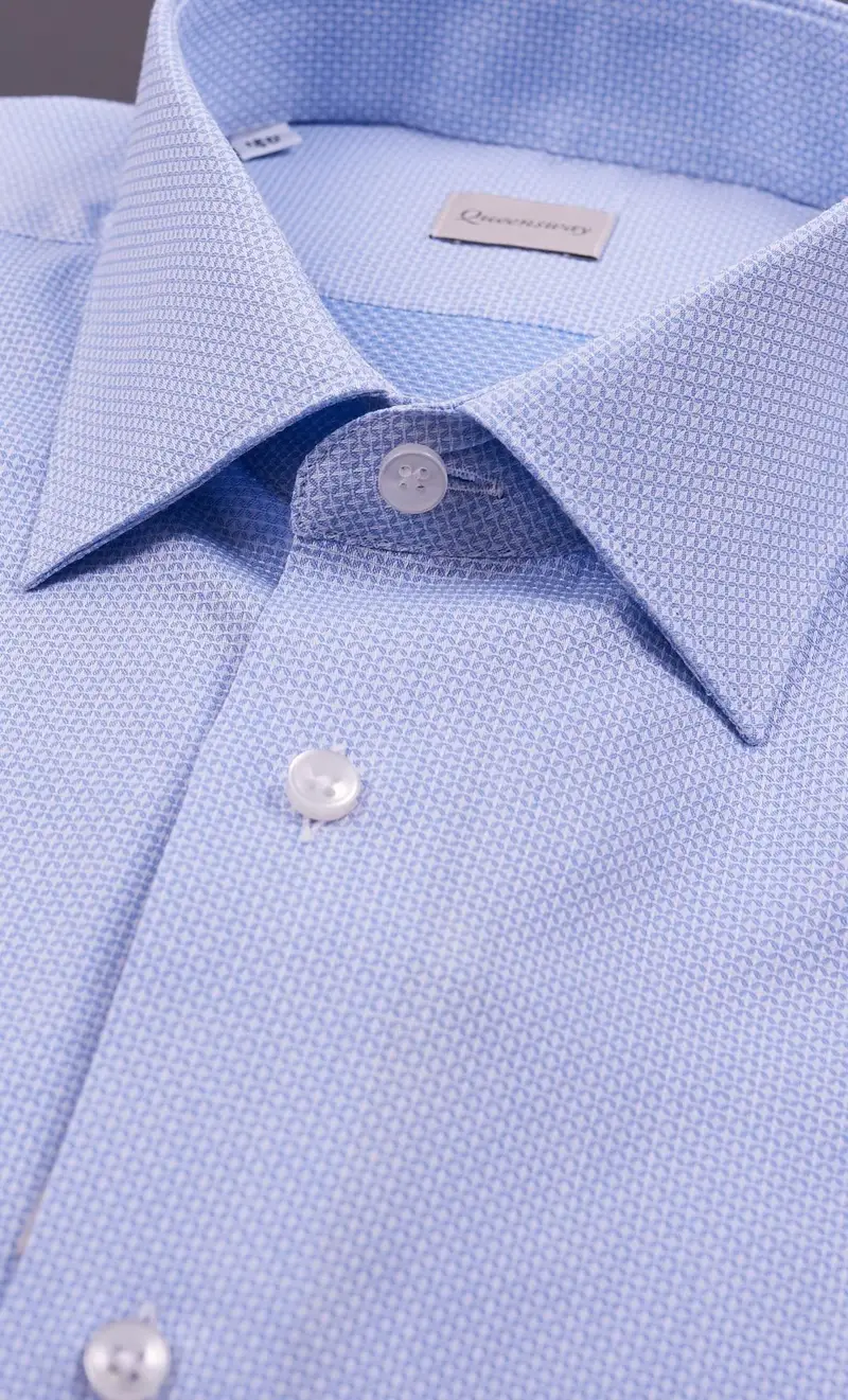 Camicia queensway microfantasia, colore celeste miniatura 2