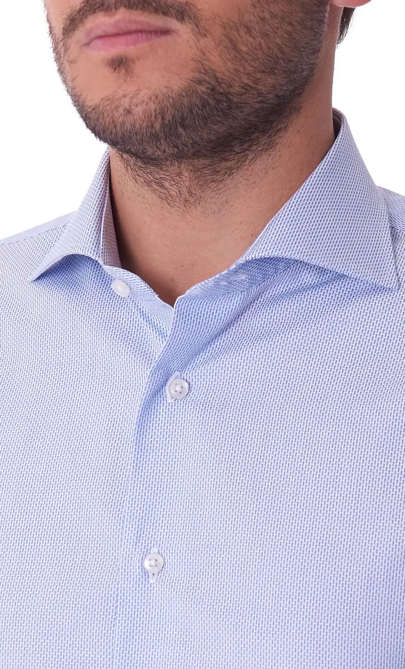 Camicia queensway microfantasia doppio ritorto, colore azzurro miniatura 2