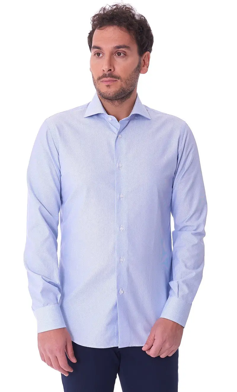 Camicia queensway microfantasia doppio ritorto, colore azzurro
