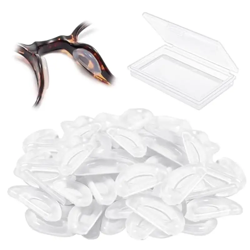 Quelcc 20 Paia Naselli per Silicone, Nasello Antiscivolo Comodi per d'Aria, Naselli per Occhiali Silicone Adesivi Trasparenti, Nasello Antiscivolo per Occhiali e Occhiali da Sole(Trasparente)