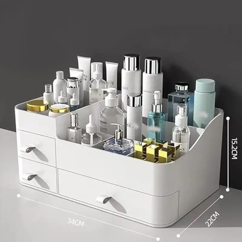 Queta Organizer per trucchi grande Organizer per trucco con 3 cassetti, Scatola per trucco adatto per gioielli miniatura 2