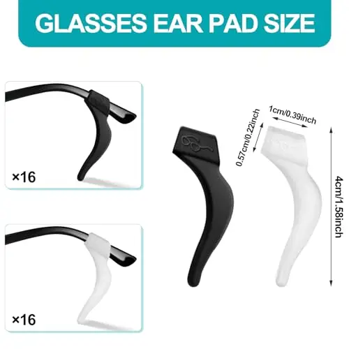 Qufiiry 16 Paia Ferma Occhiali, Ferma Occhiali in Silicone, Occhiali Antiscivolo Gancio, Antiscivolo Reggi Occhiali miniatura 2