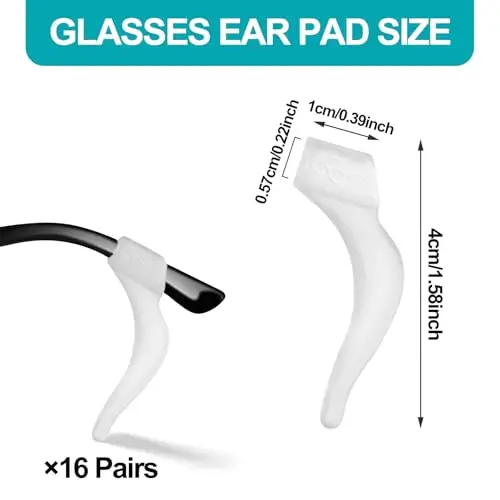 Qufiiry 16 Paia Ferma Occhiali in Silicone, Antiscivolo Occhiali Gancio, Reggi Occhiali con Supporto Punta Stanghette miniatura 2