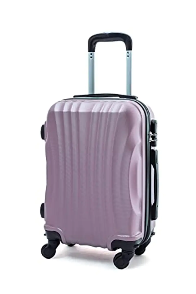 R.Leone 50x35x20 ruota smontabile 45x36x20 cm EasyJet Valigia Trolley Bagaglio a mano in ABS 4 Ruote Rimovibili 20374 (50x35x20 ruota smontato 45x36x20 cm, Rose Gold)