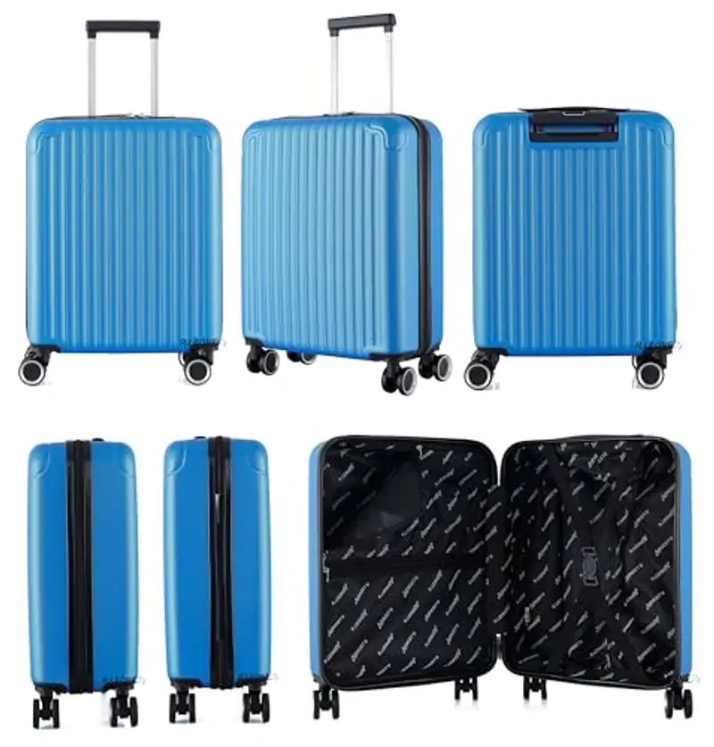R.Leone Ryanair 55x40x20 cm Valigia Trolley Bagaglio a mano 4 Ruote in ABS Autonomo 999 (Nero, Valigia 55x40x20 cm) miniatura 3