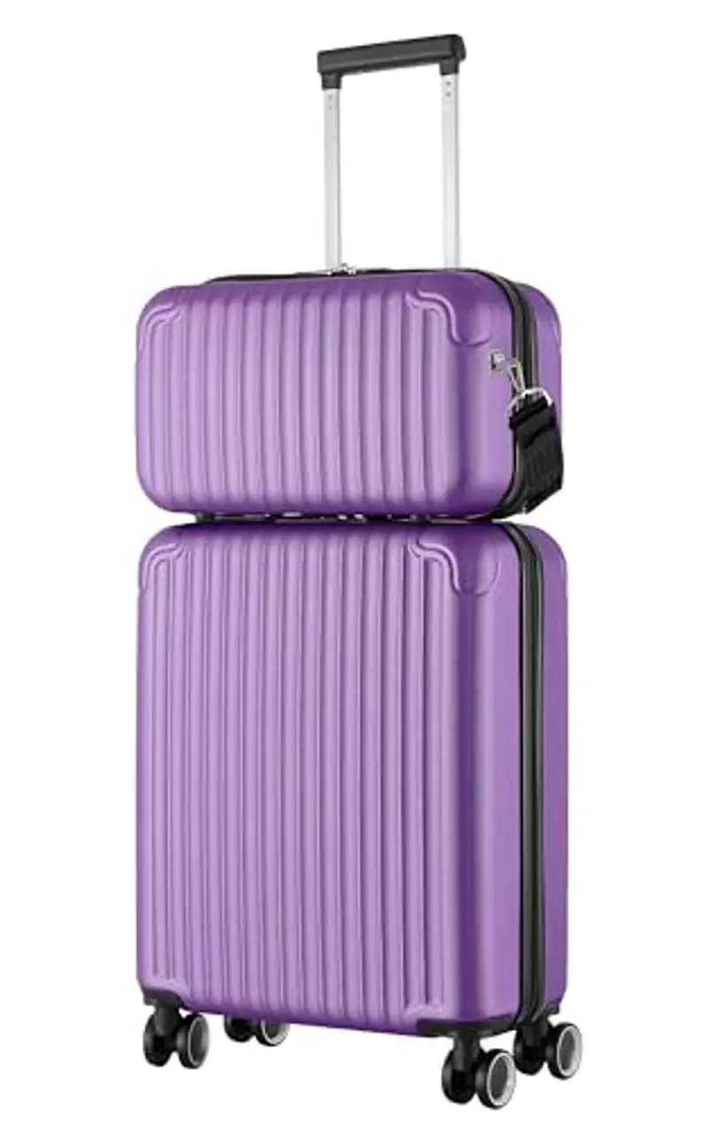 R.Leone Ryanair 55x40x20 cm Valigia Trolley Bagaglio a mano 4 Ruote in ABS Autonomo 999 (Viola, Valigia 55x40x20 cm) miniatura 2