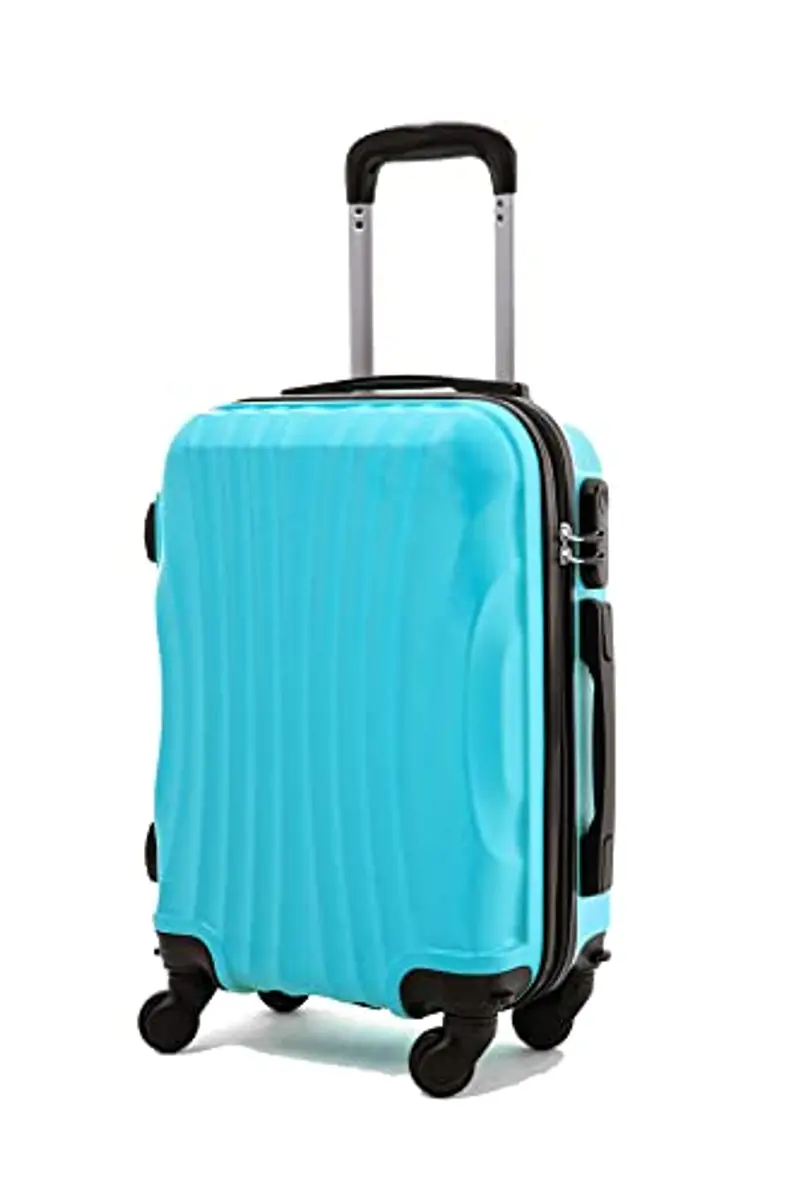 R.Leone Ryanair 55x40x20cm Valigia Trolley Bagaglio a mano Rigido Ultraleggero in ABS 4 Ruote smontabile Rimovibili Autonome 20373N (Valigia 55X40X20cm, Celeste)