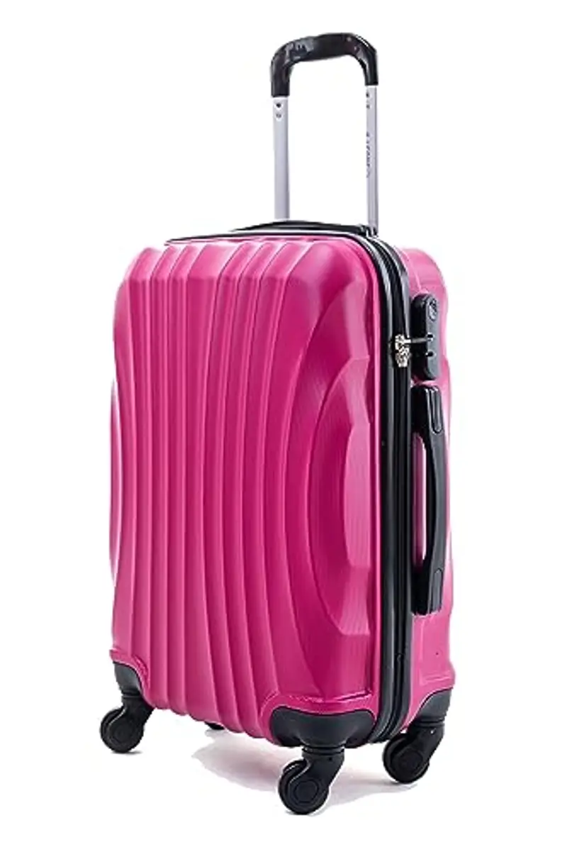 R.Leone Ryanair 55x40x20cm Valigia Trolley Bagaglio a mano Rigido Ultraleggero in ABS 4 Ruote smontabile Rimovibili Autonome 20373N (Valigia 55X40X20cm, Fucsia)