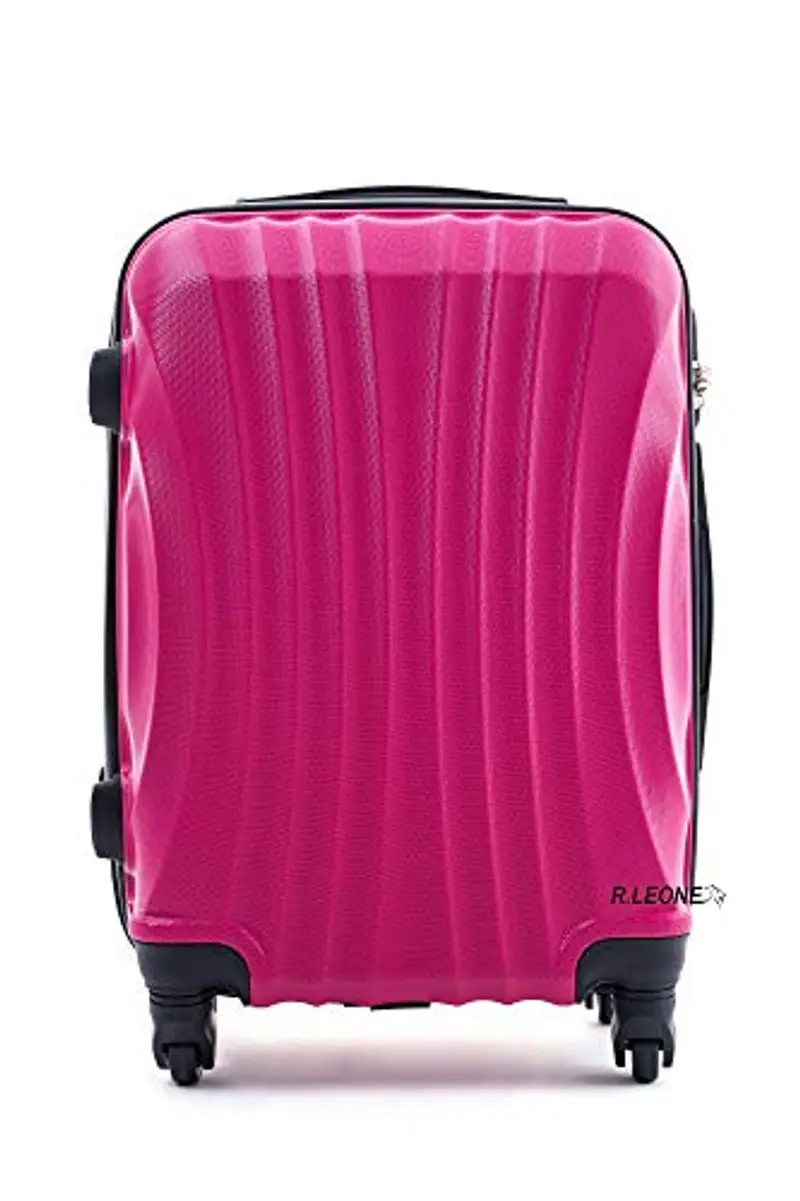 R.Leone Ryanair 55x40x20cm Valigia Trolley Bagaglio a mano Rigido Ultraleggero in ABS 4 Ruote smontabile Rimovibili Autonome 20373N (Valigia 55X40X20cm, Fucsia) miniatura 3