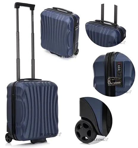 R.Leone Valigia 45x36x20cm Easyjet Trolley Bagaglio a Mano 2 Ruota in ABS 20374ES miniatura 3