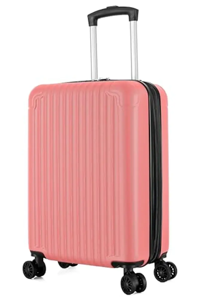 R.Leone Valigia 55x35x25 cm Trolley Bagaglio a mano 4 Ruote in ABS Air Asia, Air France, ita airways e KLM 318 (Rosa Anguria, Valigia 55x35x25 cm)