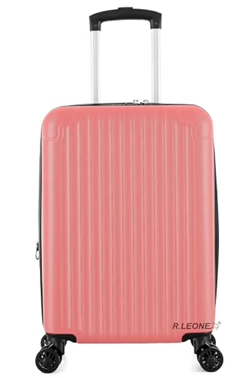 R.Leone Valigia 55x35x25 cm Trolley Bagaglio a mano 4 Ruote in ABS Air Asia, Air France, ita airways e KLM 318 (Rosa Anguria, Valigia 55x35x25 cm) miniatura 2