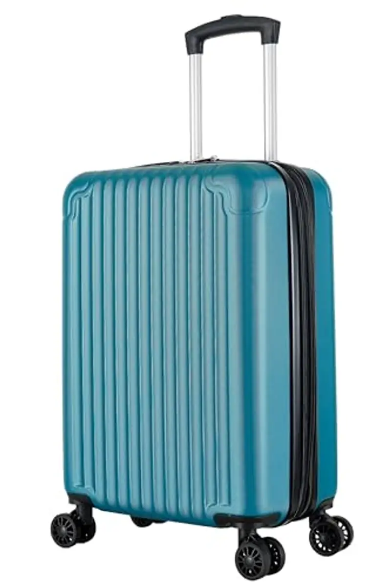 R.Leone Valigia 55x35x25 cm Trolley Bagaglio a mano 4 Ruote in ABS Air Asia, Air France, ita airways e KLM 318 (Verde Scuro, Valigia 55x35x25 cm)