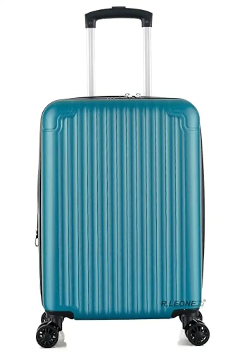 R.Leone Valigia 55x35x25 cm Trolley Bagaglio a mano 4 Ruote in ABS Air Asia, Air France, ita airways e KLM 318 (Verde Scuro, Valigia 55x35x25 cm) miniatura 2