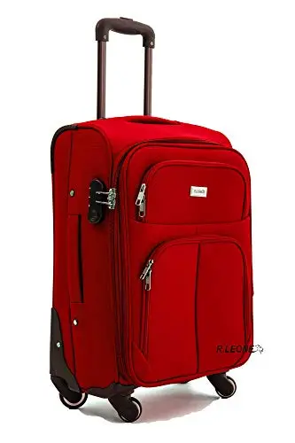 R.Leone Valigia Trolley Espandibile bagaglio a mano 4 ruote in stoffa 214