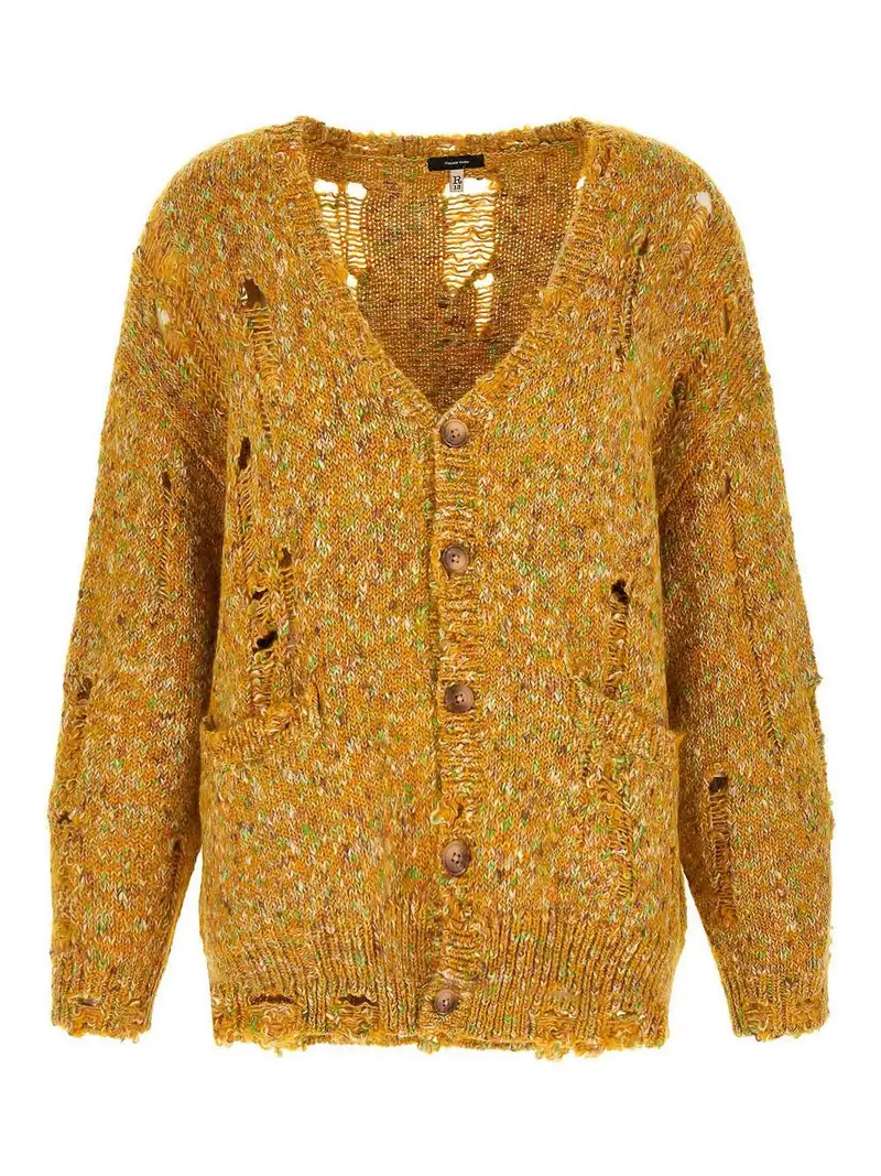 Cardigan strappato Giallo