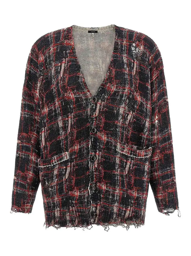 Cardigan strappato Rosso