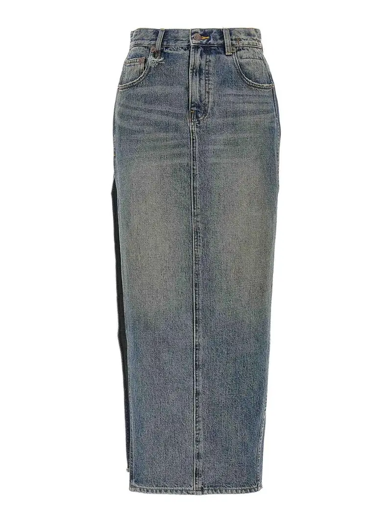 Gonna Devon con spacco laterale Blu