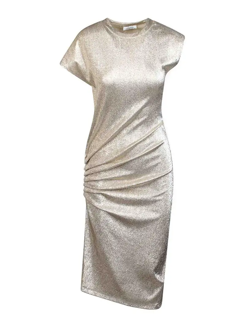 Abito Lam Con Arricciatura Laterale Oro