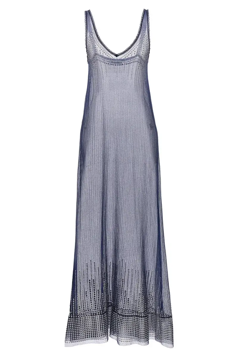 Abito Mesh Borchie Blu