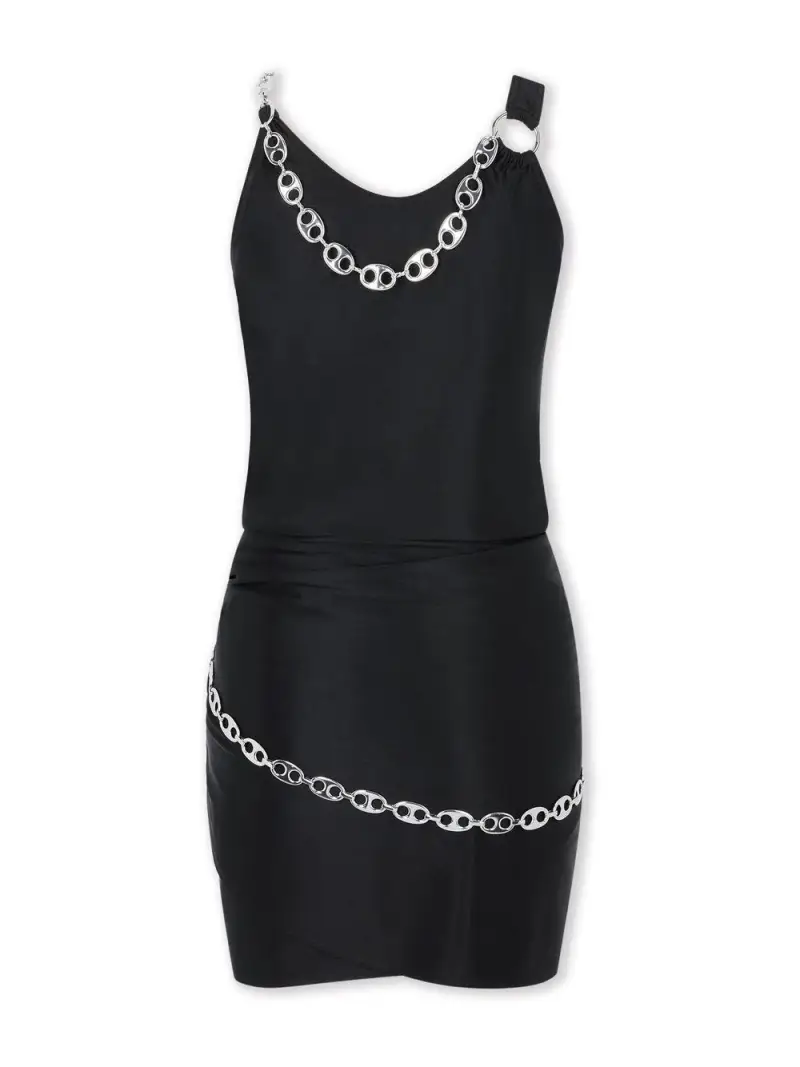 Abito mini nero con gioiello
