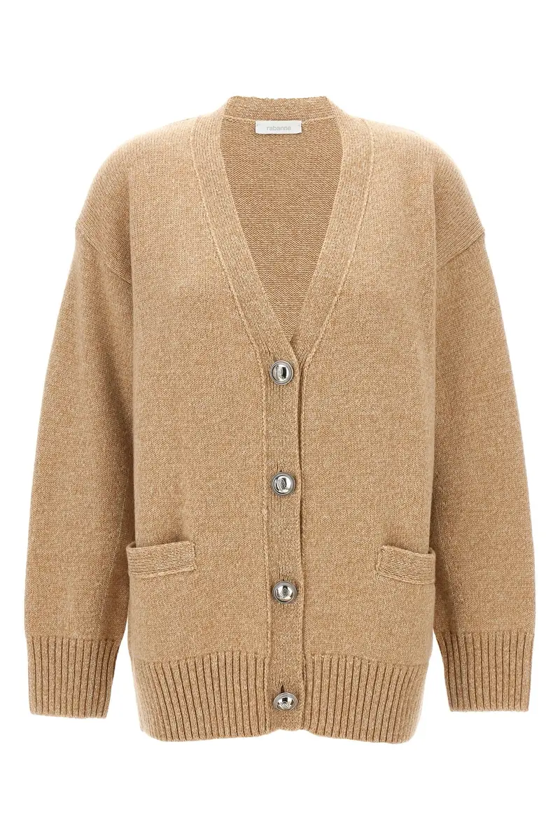 Cardigan Bottoni Logo Beige
