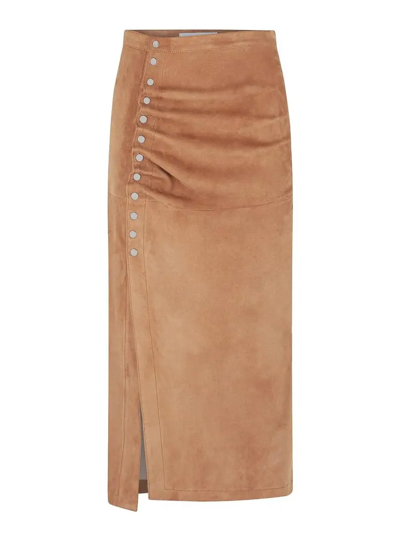 Gonna in pelle scamosciata Marrone