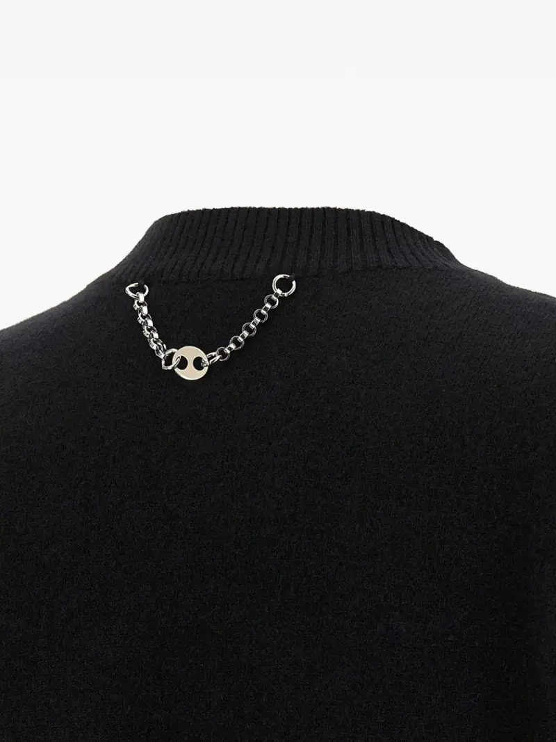 Maglione nero girocollo con dettagli bottoni miniatura 2