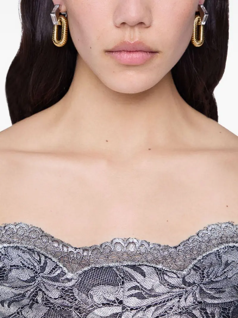 Orecchini XL Link dorati con strass Oro miniatura 3