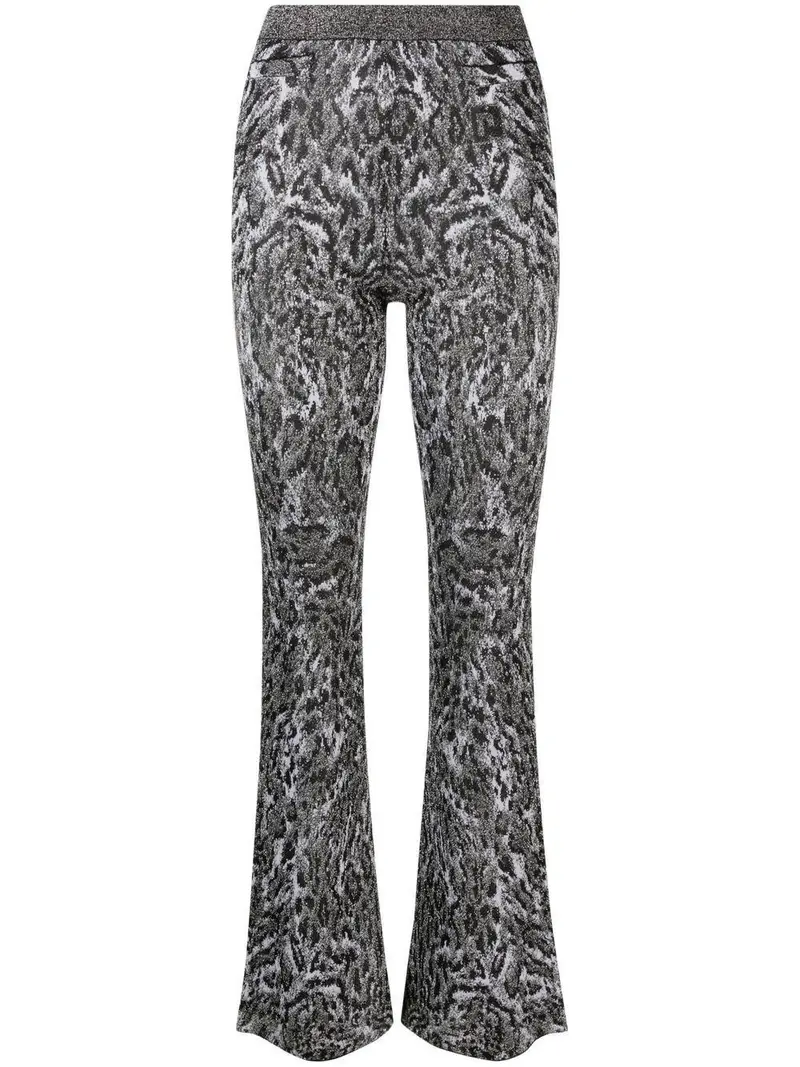 Pantalone fantasia animalier nero/grigio