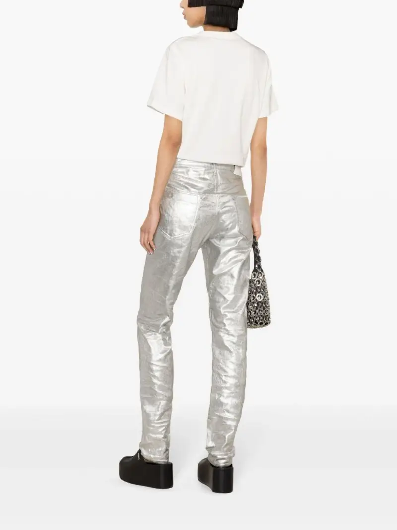 T-shirt bianca logo lettering strass Latte miniatura 3