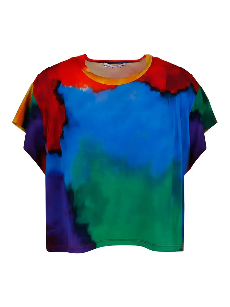 T-shirt girocollo fantasia tie dye Multicolore