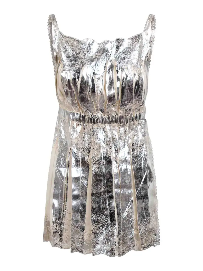 Top In Raso Plissettato Laminato Beige