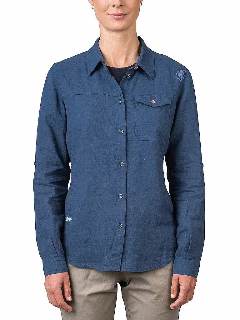 Blusa da arrampicata da donna Saume in lino blu | 34 miniatura 2