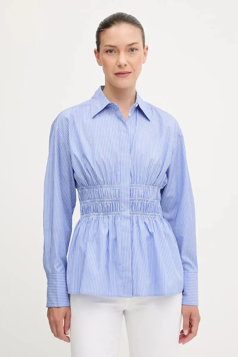 camicia in cotone donna colore blu RA0B25FSMPO