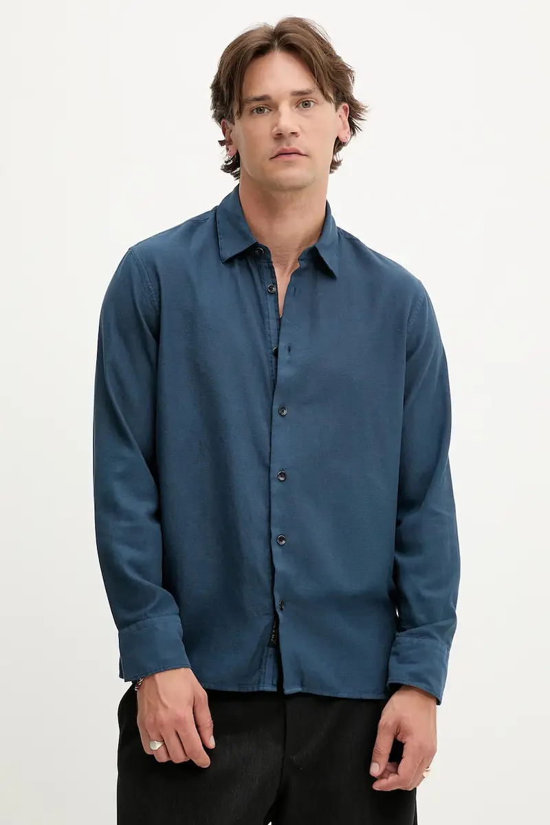 camicia uomo colore blu navy MBW25PA018PCML