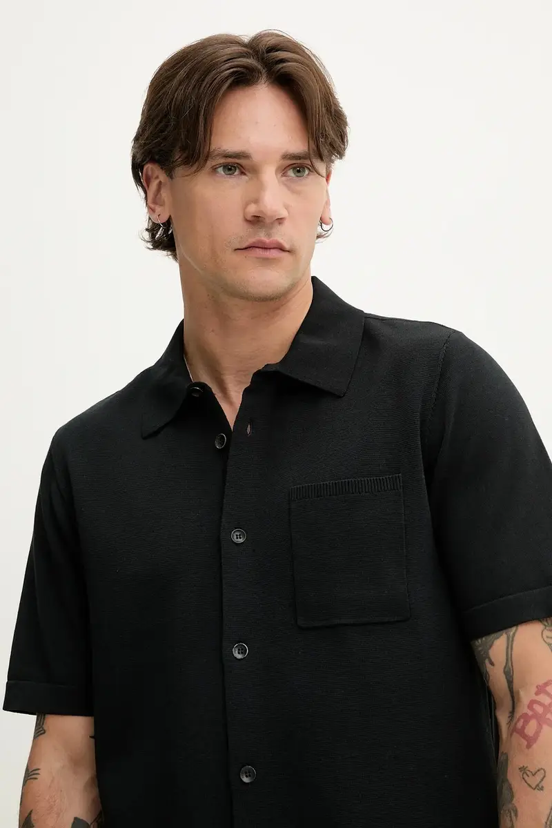 camicia uomo colore nero MBS25P038LN38 miniatura 4
