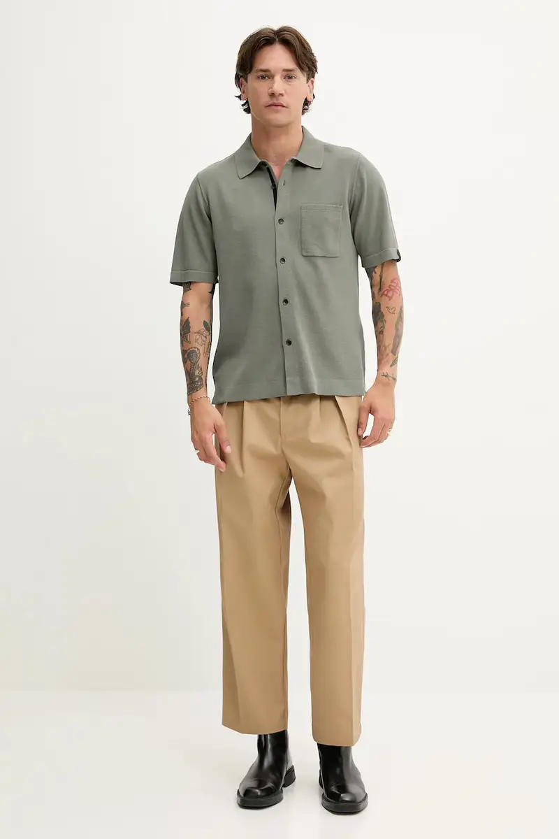 camicia uomo colore verde MBS25P038LN38 miniatura 2